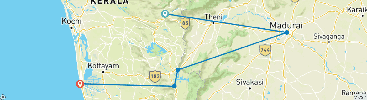 Image d'une carte montrant l'itinéraire du circuit