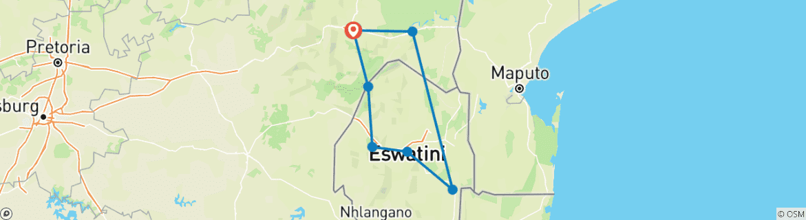 Image d'une carte montrant l'itinéraire du circuit