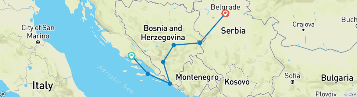 Image d'une carte montrant l'itinéraire du circuit