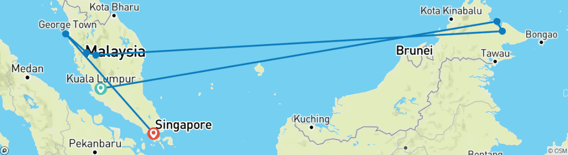 Image d'une carte montrant l'itinéraire du circuit