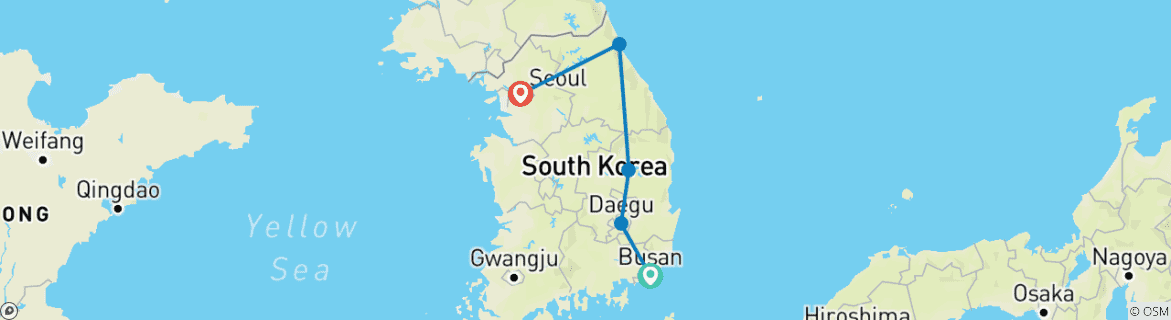 Karte mit der Reiseroute