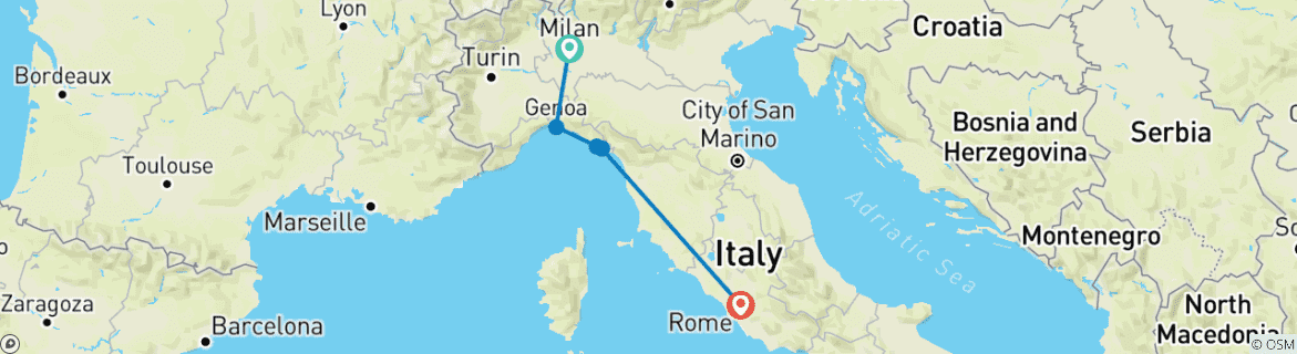 Image d'une carte montrant l'itinéraire du circuit