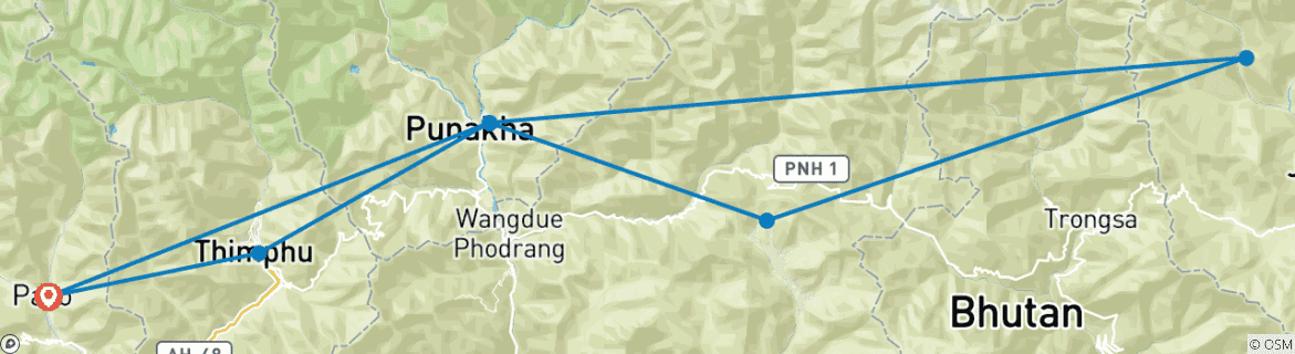 Image d'une carte montrant l'itinéraire du circuit