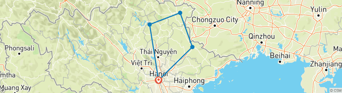 Image d'une carte montrant l'itinéraire du circuit