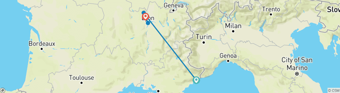 Image d'une carte montrant l'itinéraire du circuit