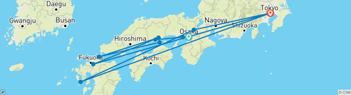 Image d'une carte montrant l'itinéraire du circuit
