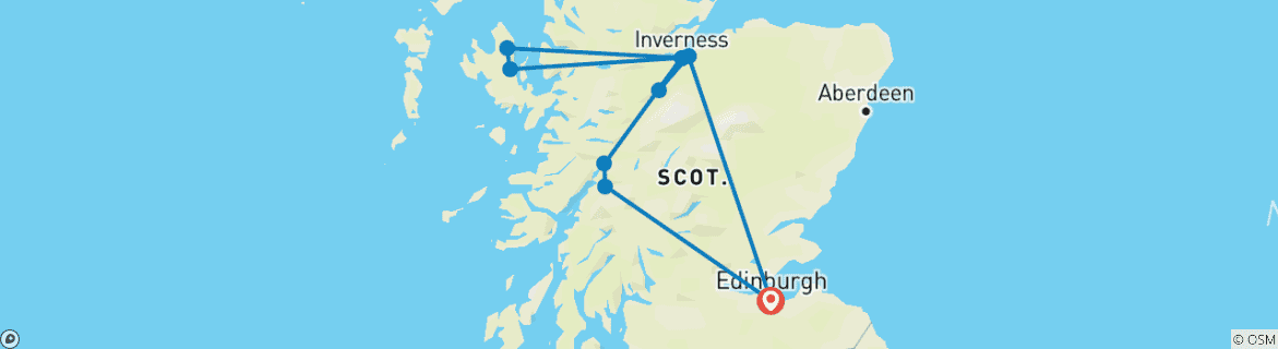 Image d'une carte montrant l'itinéraire du circuit