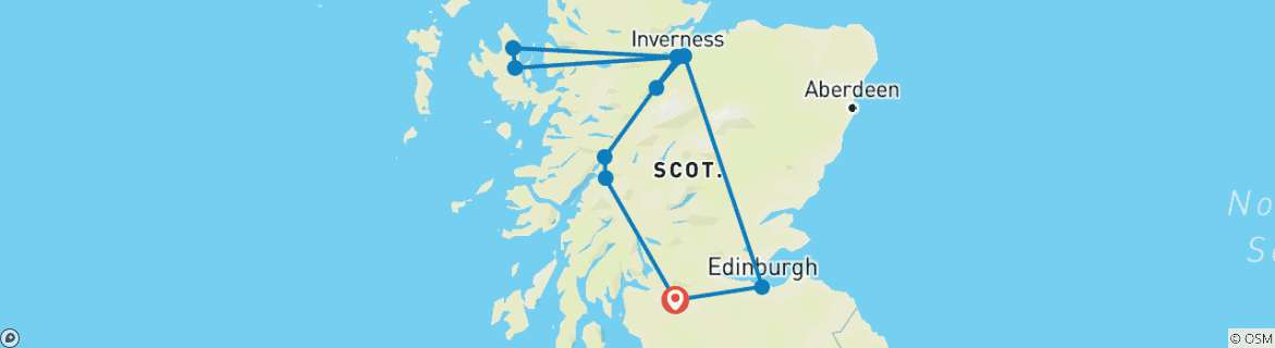 Image d'une carte montrant l'itinéraire du circuit