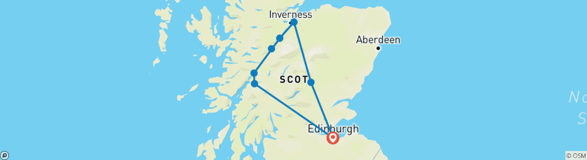 Image d'une carte montrant l'itinéraire du circuit