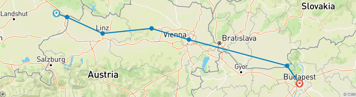 Image d'une carte montrant l'itinéraire du circuit