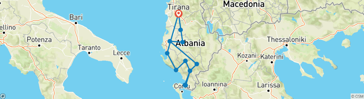 Image d'une carte montrant l'itinéraire du circuit