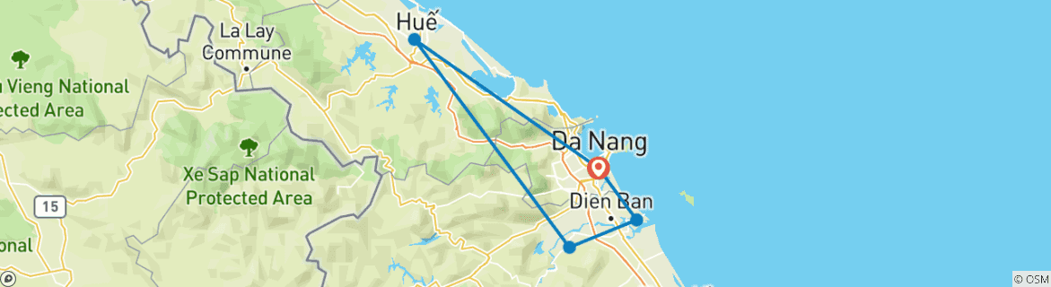 Image d'une carte montrant l'itinéraire du circuit