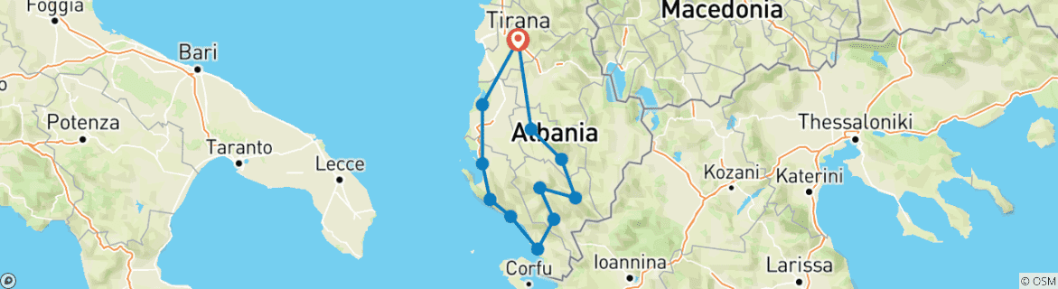 Image d'une carte montrant l'itinéraire du circuit