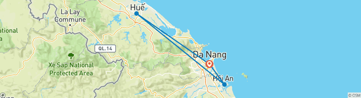 Image d'une carte montrant l'itinéraire du circuit