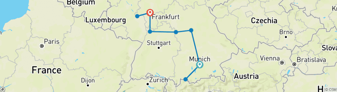 Image d'une carte montrant l'itinéraire du circuit