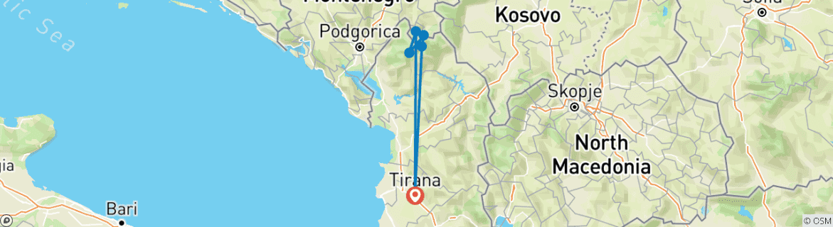 Image d'une carte montrant l'itinéraire du circuit