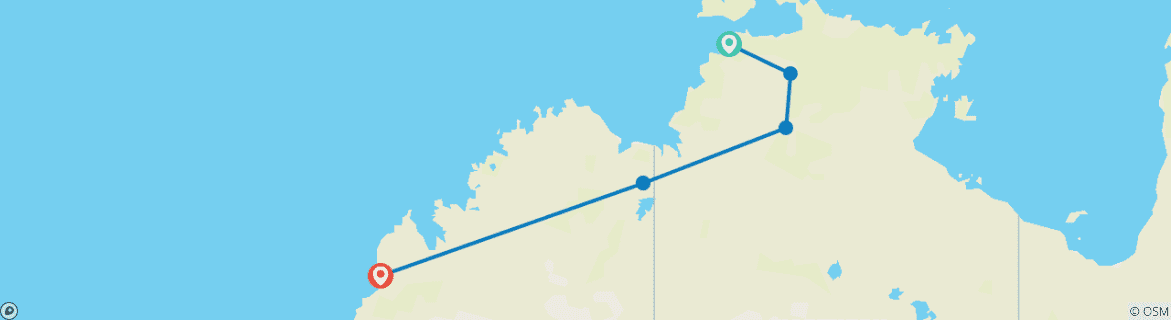Image d'une carte montrant l'itinéraire du circuit