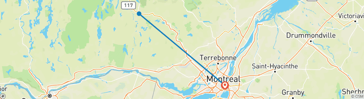 Image d'une carte montrant l'itinéraire du circuit