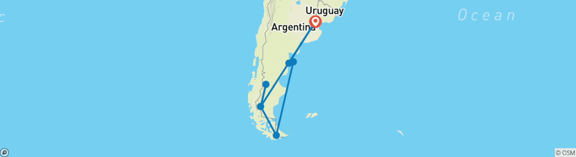 Image d'une carte montrant l'itinéraire du circuit