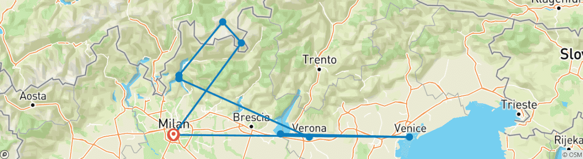 Image d'une carte montrant l'itinéraire du circuit
