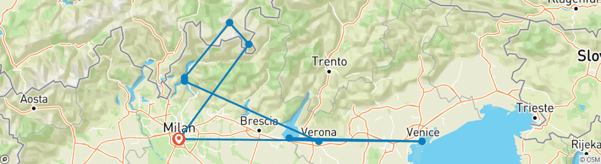 Image d'une carte montrant l'itinéraire du circuit