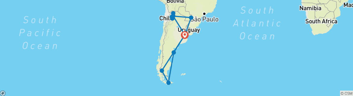 Karte mit der Reiseroute