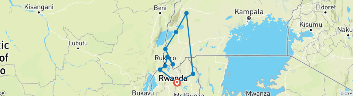 Image d'une carte montrant l'itinéraire du circuit