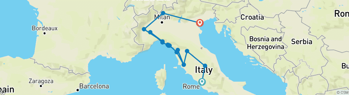 Image d'une carte montrant l'itinéraire du circuit