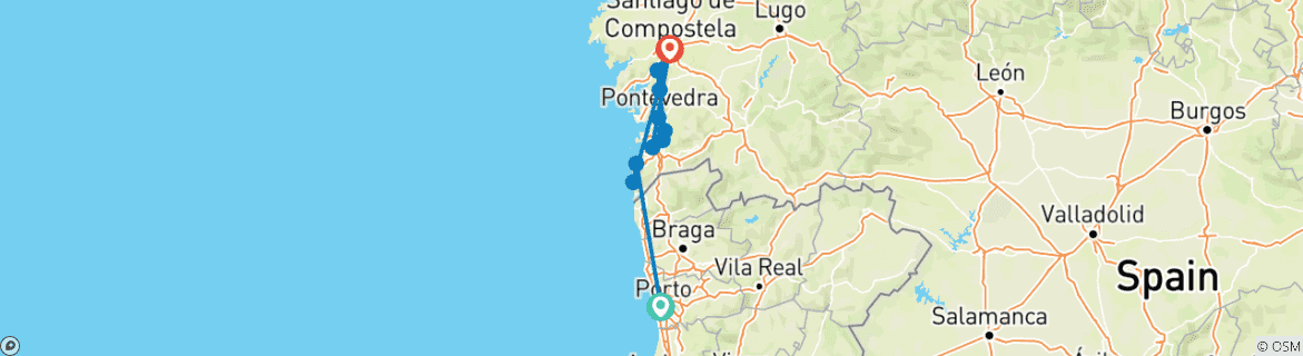 Image d'une carte montrant l'itinéraire du circuit