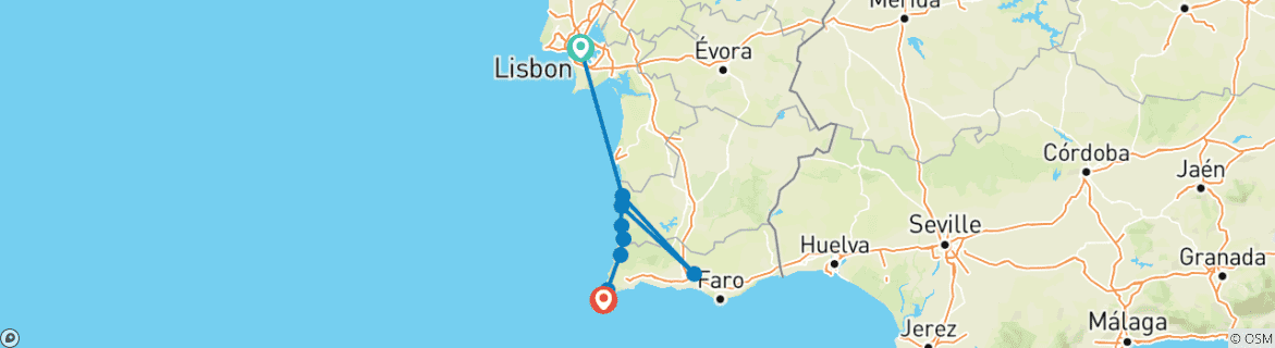 Image d'une carte montrant l'itinéraire du circuit