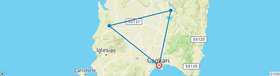 Image d'une carte montrant l'itinéraire du circuit
