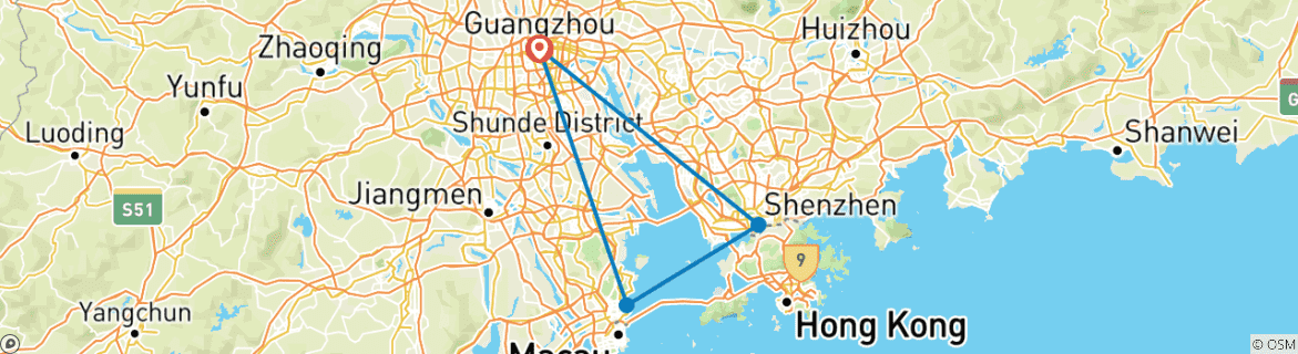 Foto van een kaart met de route van de rondreis