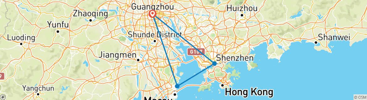 Image d'une carte montrant l'itinéraire du circuit