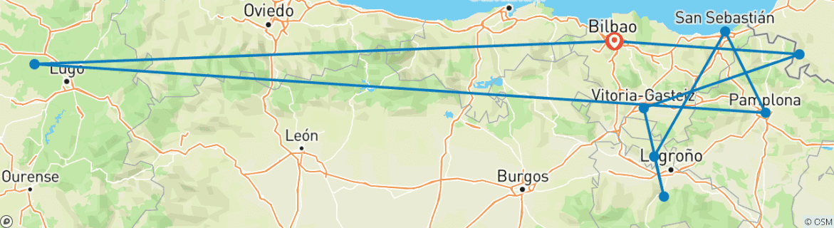 Image d'une carte montrant l'itinéraire du circuit