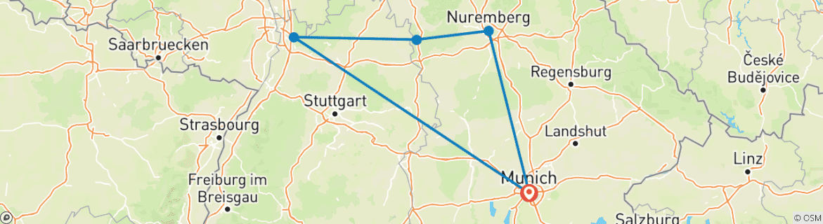 Image d'une carte montrant l'itinéraire du circuit