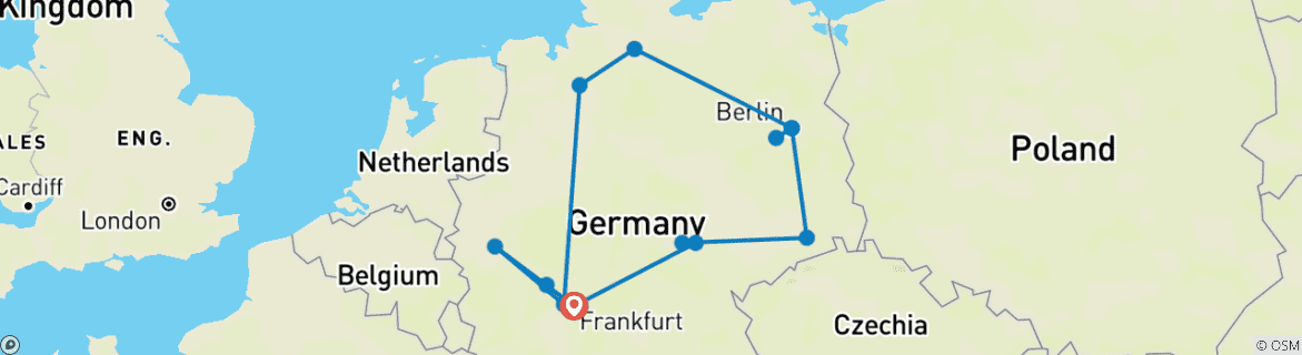 Image d'une carte montrant l'itinéraire du circuit