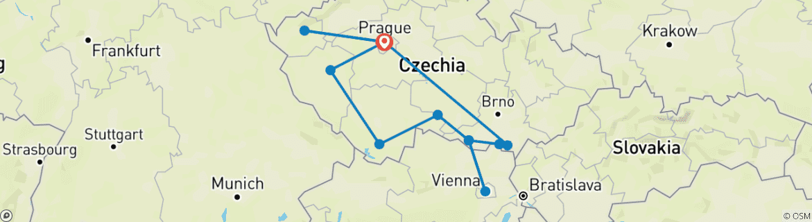 Foto van een kaart met de route van de rondreis