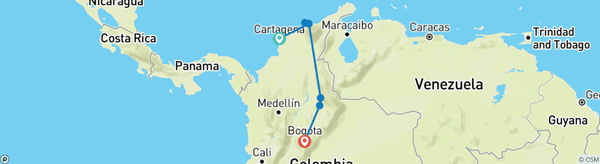 Image d'une carte montrant l'itinéraire du circuit