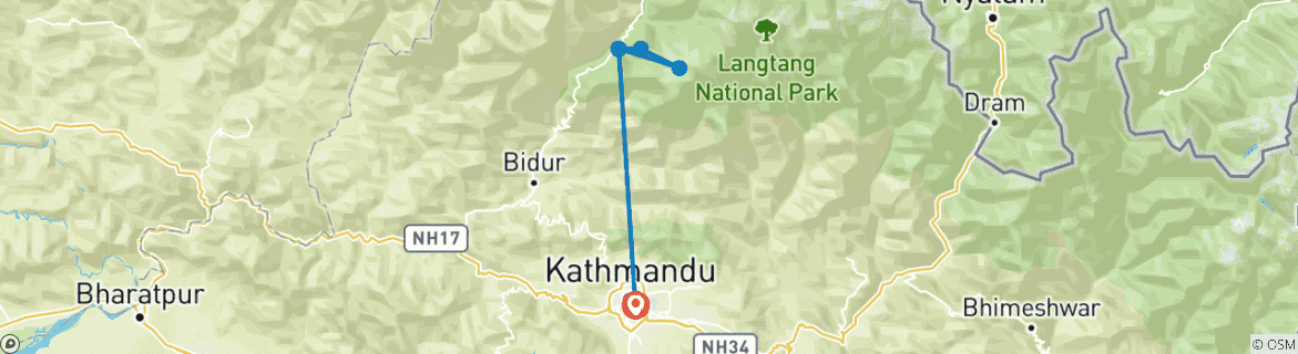 Karte mit der Reiseroute