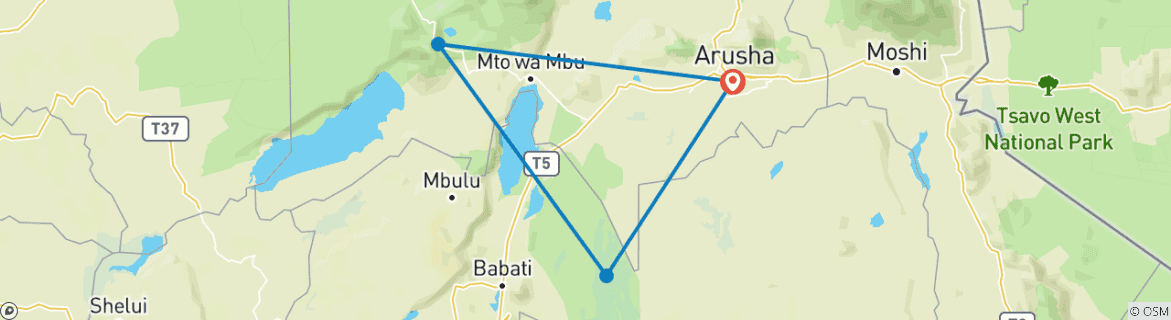 Image d'une carte montrant l'itinéraire du circuit