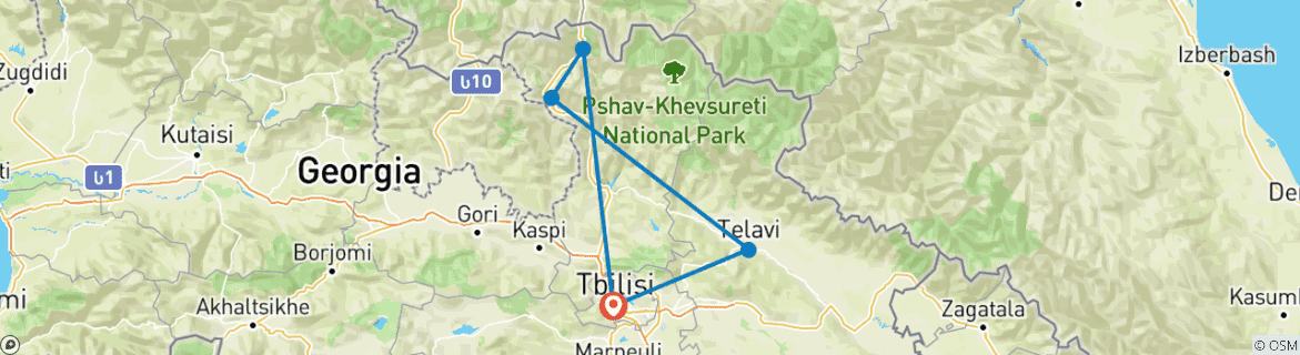 Image d'une carte montrant l'itinéraire du circuit
