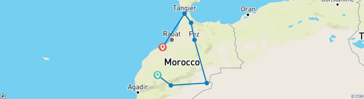 Image d'une carte montrant l'itinéraire du circuit