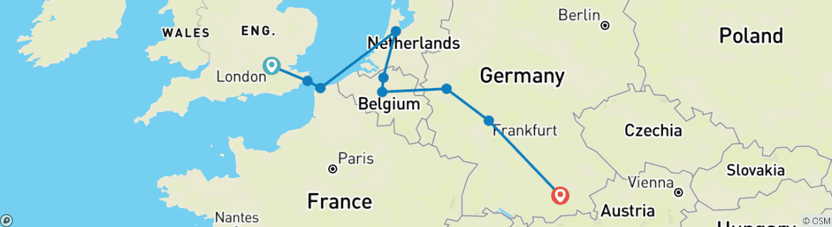 Image d'une carte montrant l'itinéraire du circuit