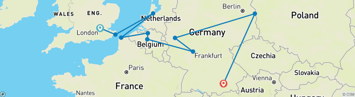 Image d'une carte montrant l'itinéraire du circuit