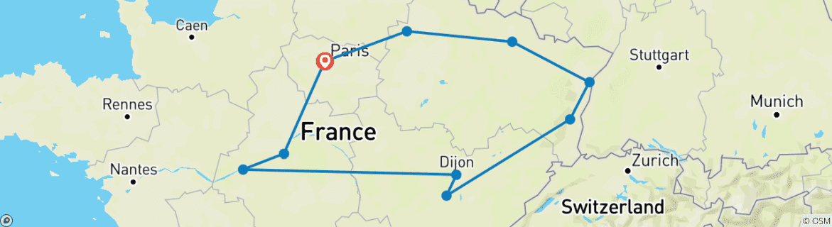 Image d'une carte montrant l'itinéraire du circuit