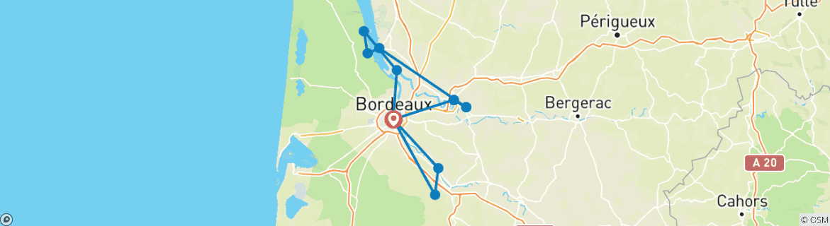 Image d'une carte montrant l'itinéraire du circuit