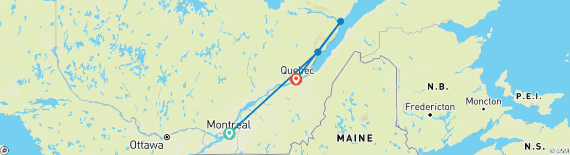 Image d'une carte montrant l'itinéraire du circuit
