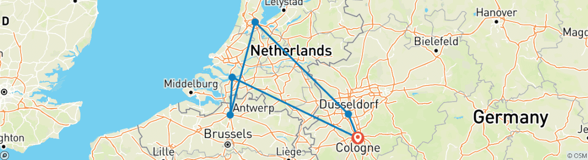 Karte mit der Reiseroute