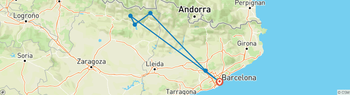 Image d'une carte montrant l'itinéraire du circuit