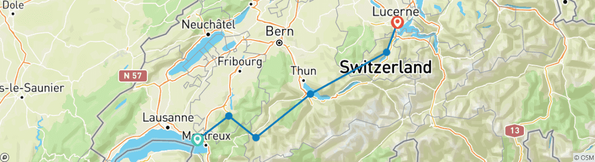 Image d'une carte montrant l'itinéraire du circuit